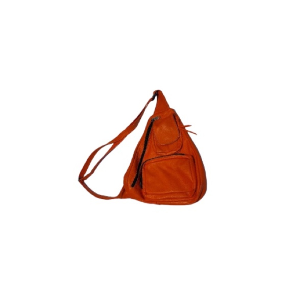 Vintage Orange Leather Messenger Bag